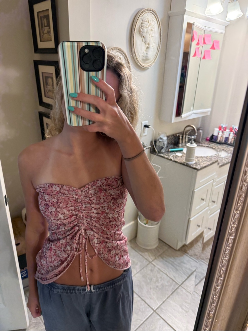 Garage strapless mesh top